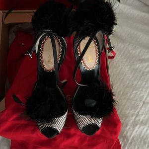 Christian Louboutin 37 fur sandal heels 20 year anniversary LIMITED EDITION